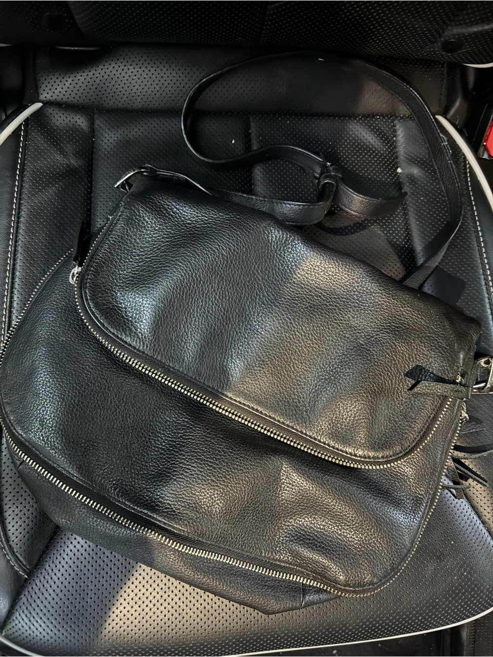 Nordstrom Genuine Black Leather Crossbody Bag - Classic Everyday Carry